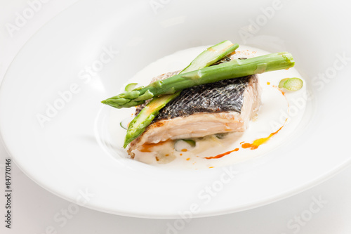 white fish with asparagus