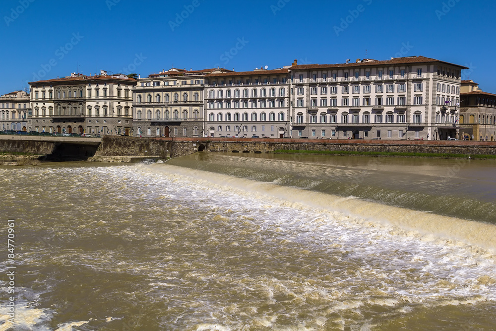 dam across the Arno River, Florence, Italy