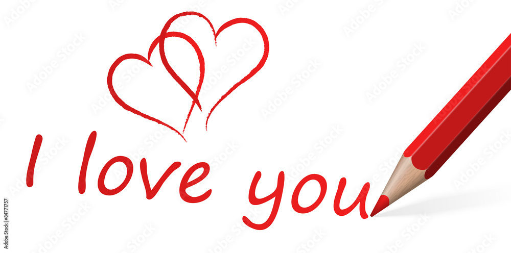 red pen with text I love you