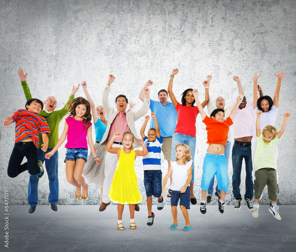Fototapeta premium Children Celebration Jumping Ecstatic Happiness Concept