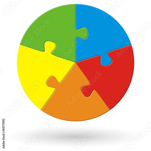 round puzzle with 5 options