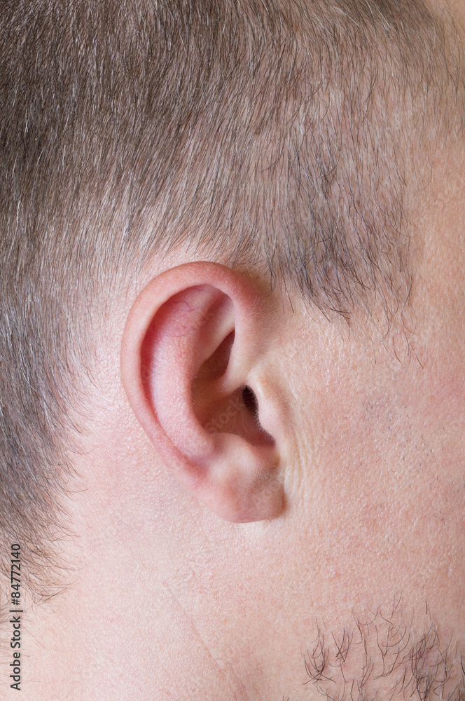 Naklejka premium part of male head with the ear close up