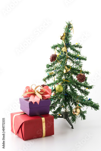 gift box and christmas tree