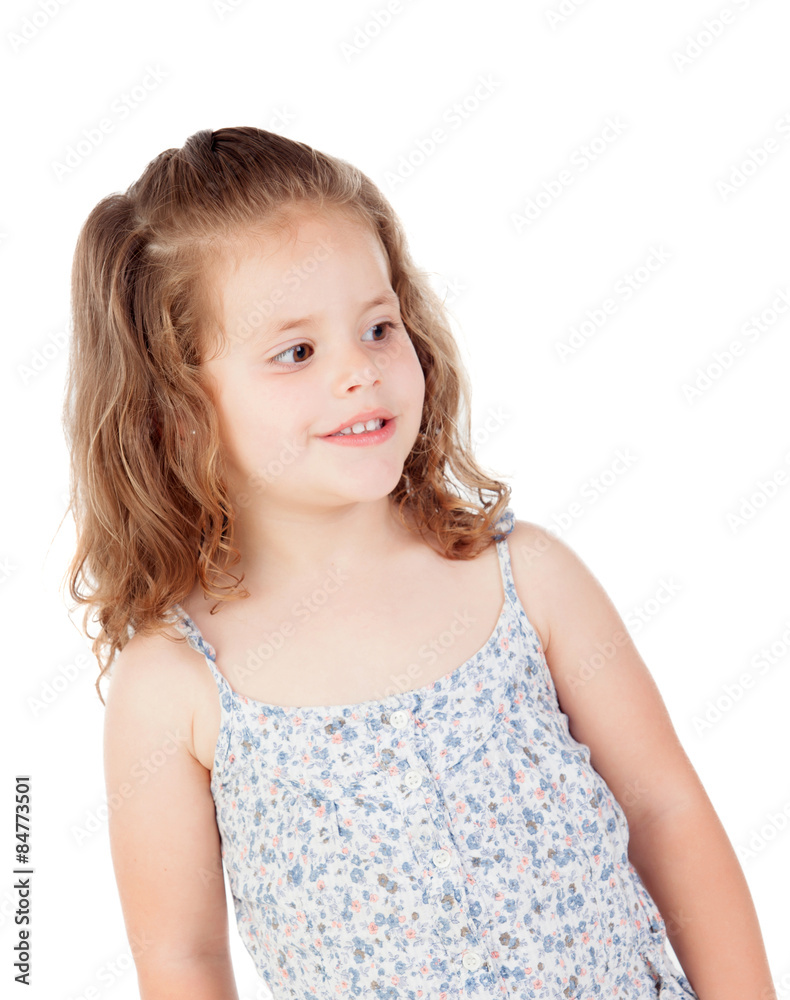 Cute little girl with three year old looking at side Cute little girl with three year old looking at side