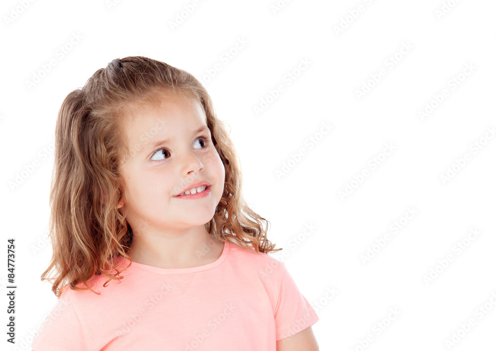 Cute little girl with three year old looking at side Cute little girl with three year old looking at side
