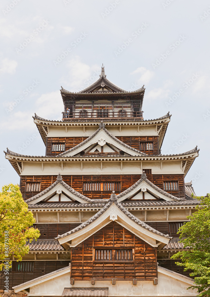 Main keep of Hiroshima Castle, Japan. National historic site