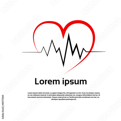 Heart Pulse Logo Red Icon Vector