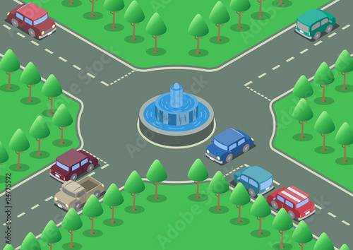 Isometric roundabout road