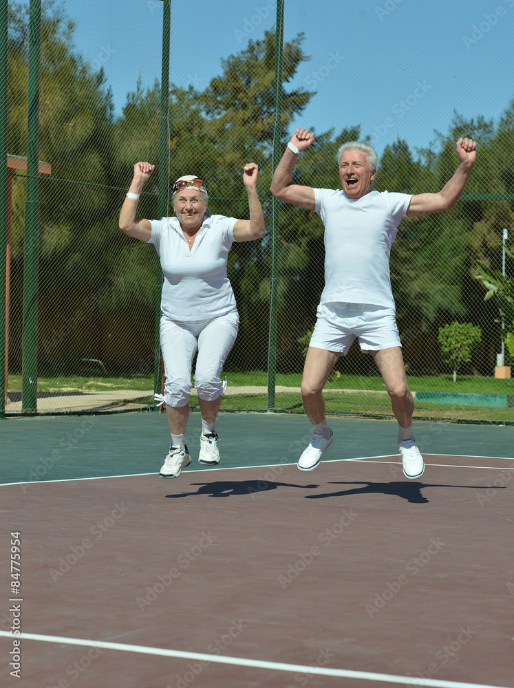 Senior couple win tennis