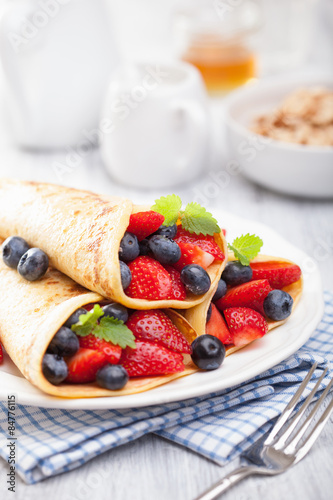 pancakes with strawberry blueberry