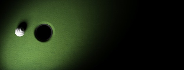 Acrylglasbilder Golf Golfball auf grünem Rasen Banner  © viperagp