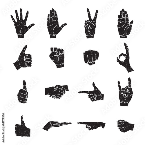 Hand icon collection, vector silhouette illustration