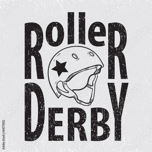 Roller derby helmet typography t-shirt graphics vectors