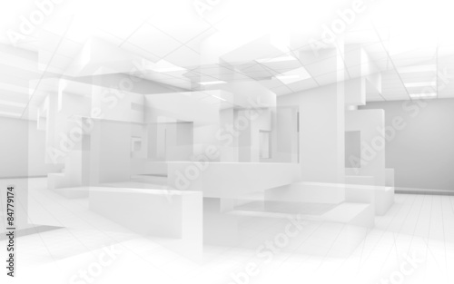 Abstract white office interior background 3d