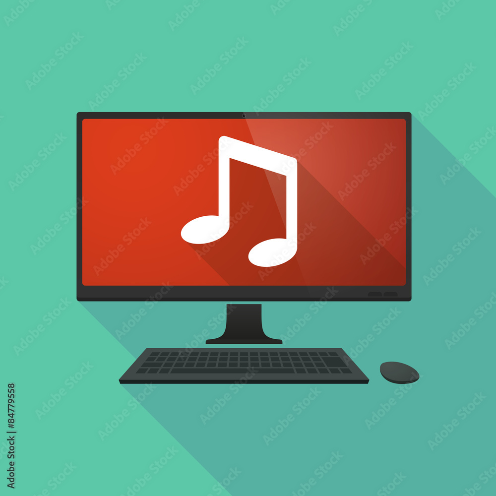 Personal computer with a music note Personal computer with a music note