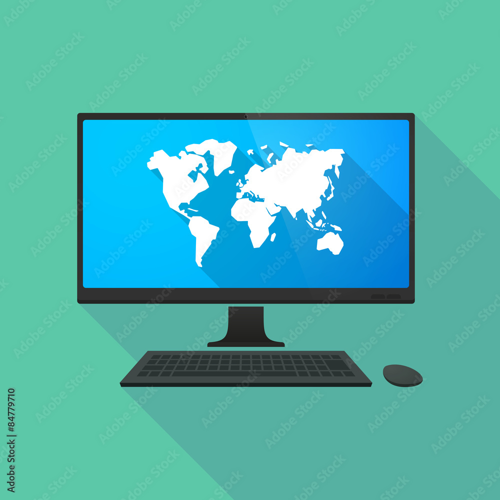 Personal computer with a world map Personal computer with a world map