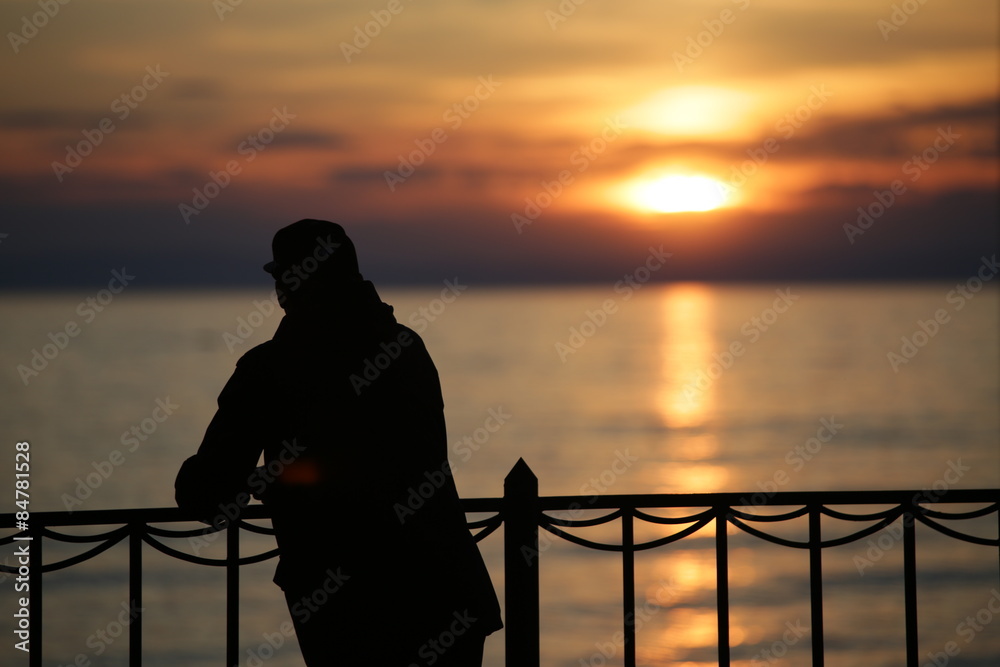 Man and sunset