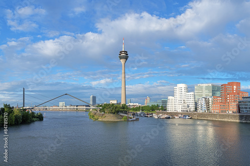 Media Harbor in Dusseldorf with Rheinturm TV tower, Germany © Mikhail Markovskiy