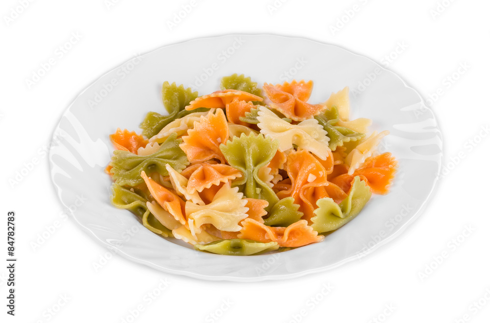 Pasta penne rigate on plate.