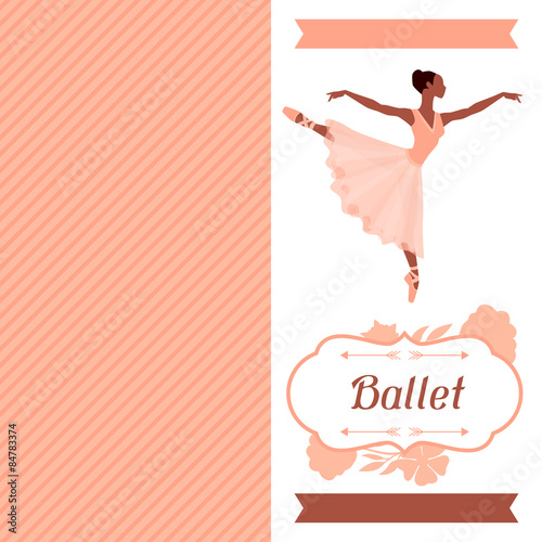 Invitation card to ballet dance show with ballerina