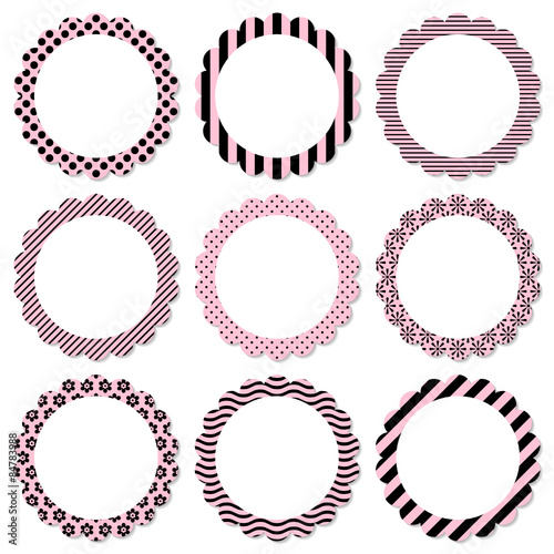 Set Flower Label Rose/Black