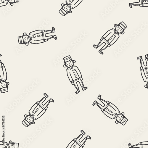 doorman doodle seamless pattern background