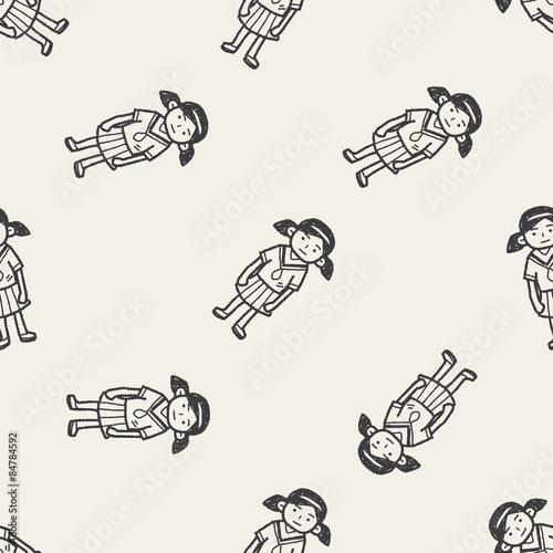 gril doodle seamless pattern background