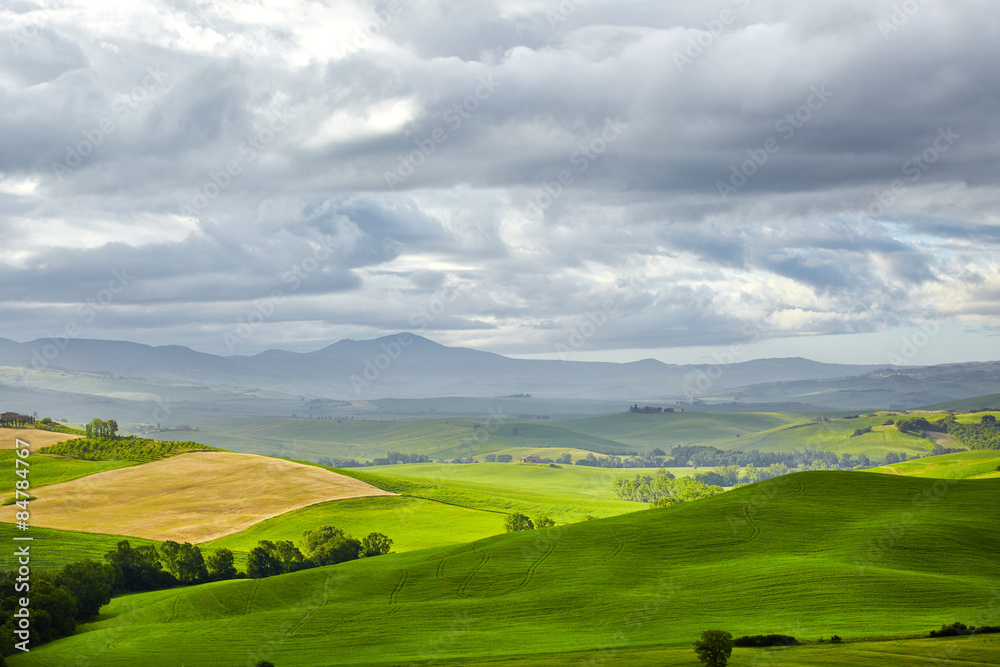 Countryside, green hills , Tuscany, Italy