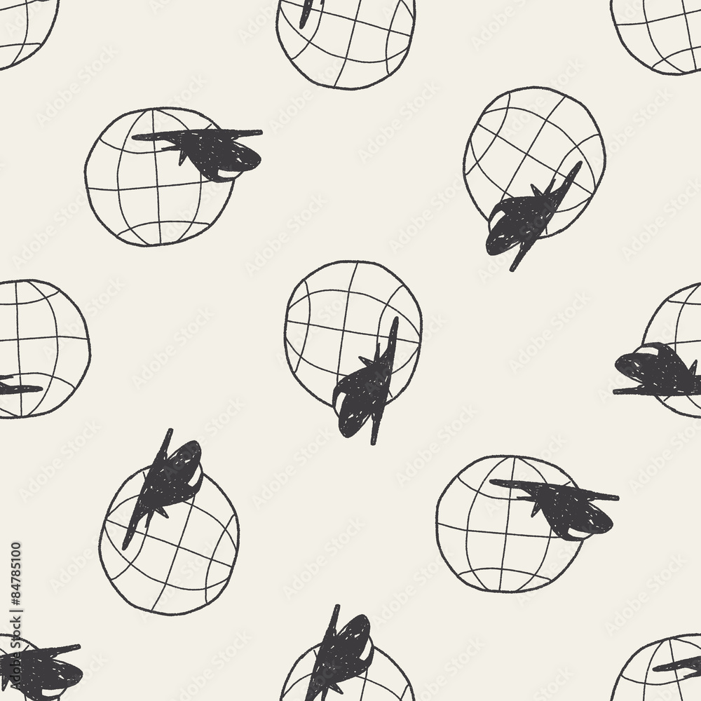 Naklejka premium airplane doodle seamless pattern background