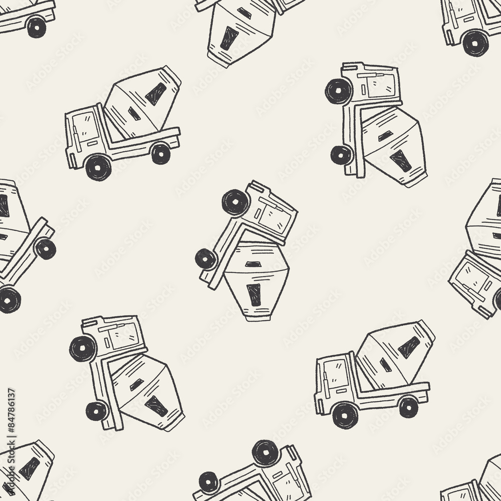 Cement Truck doodle seamless pattern background Cement Truck doodle seamless pattern background