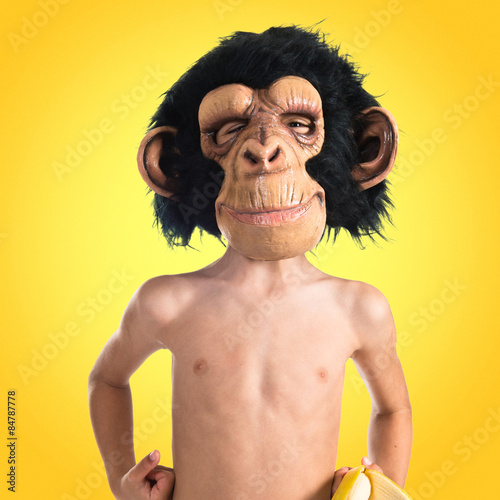 Canvas Print Child with monkey mask