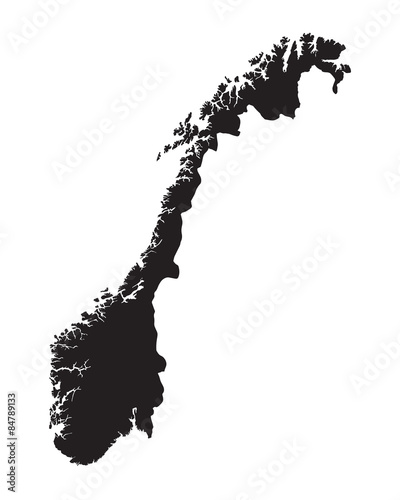 black map of Norway