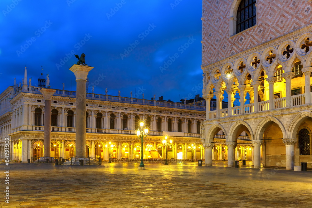 San Marco square at night. Venice, Italy