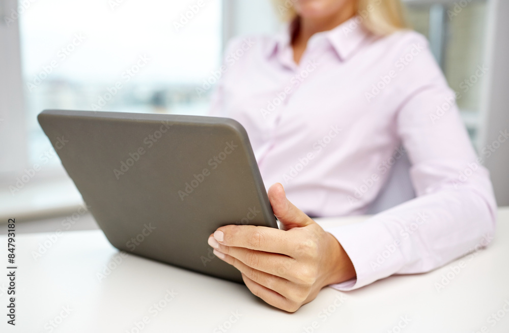 close up of businesswoman hands with tablet pc close up of businesswoman hands with tablet pc