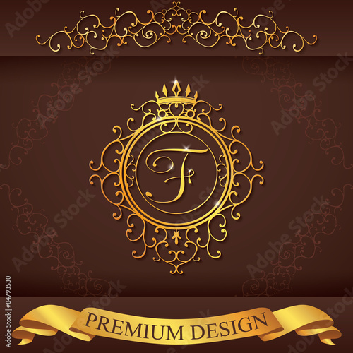 Letter F. Luxury Logo template vector illustration
