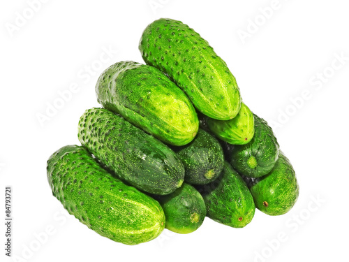 Fresh cucumbers pile. Isolated