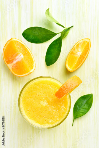 Orange smoothie in glass