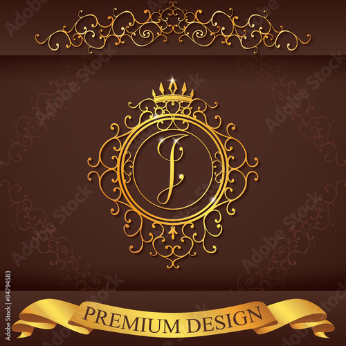 Letter I. Luxury Logo template vector illustration