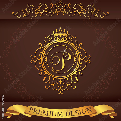 Letter P. Luxury Logo template vector illustration