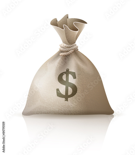 Full sack with money dollars. Eps10 vector illustration.