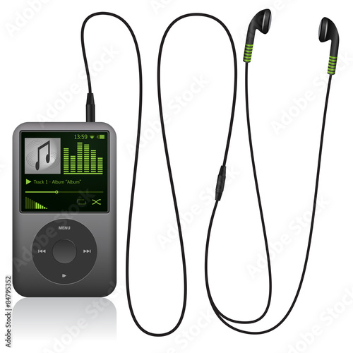 Realistic mp3 player on the white background. Vector illustration. photo