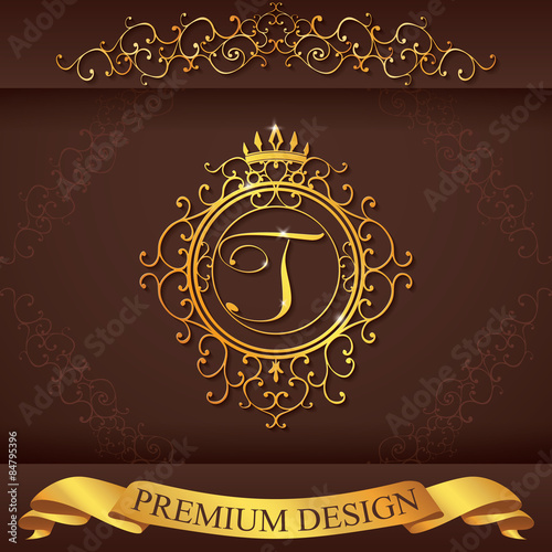 Letter T. Luxury Logo template vector illustration