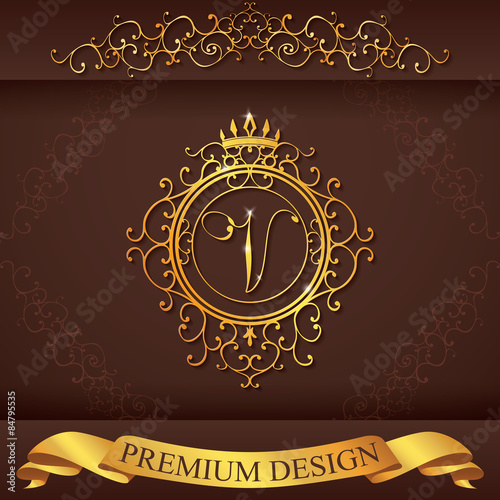 Letter V. Luxury Logo template vector illustration