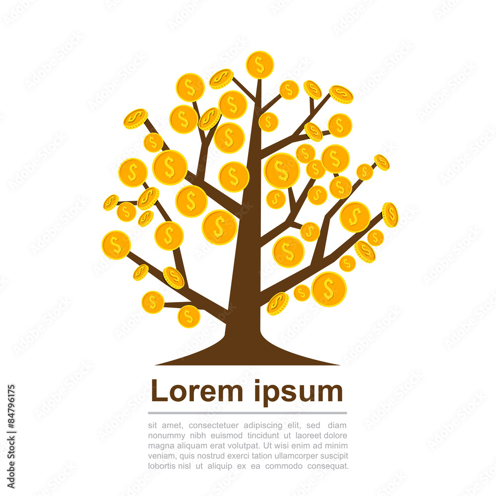Obraz premium Money coin tree growing - vector illustration