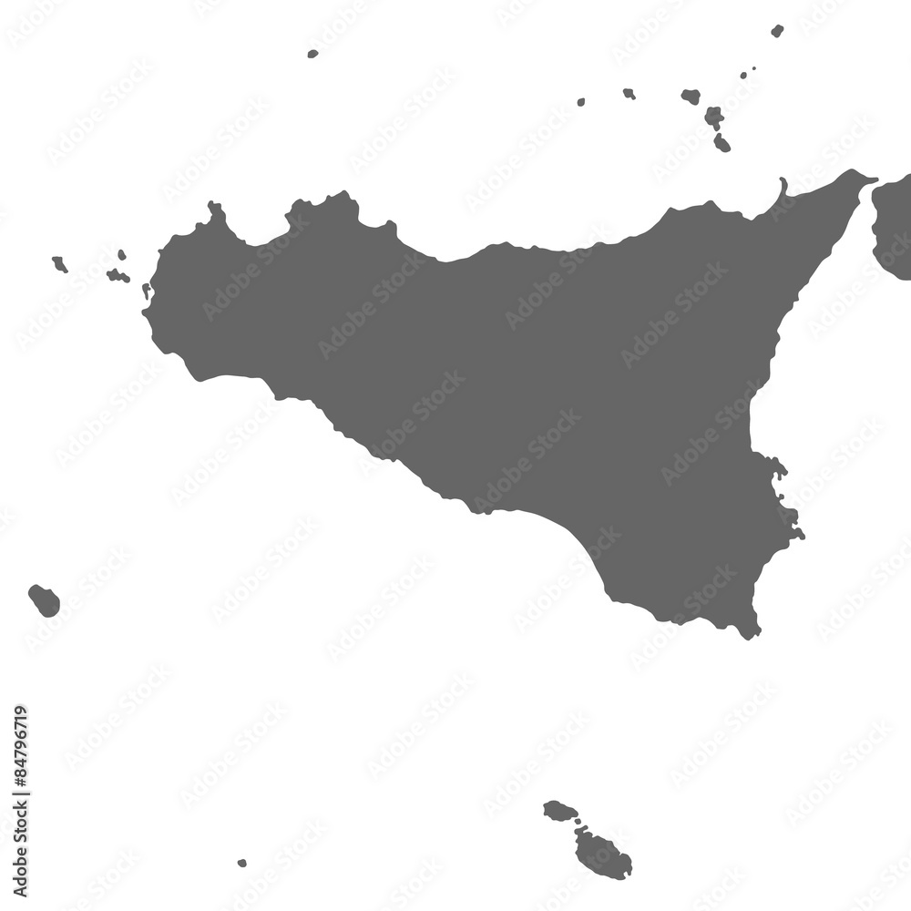 Insel Sizilien in grau - Vektor
