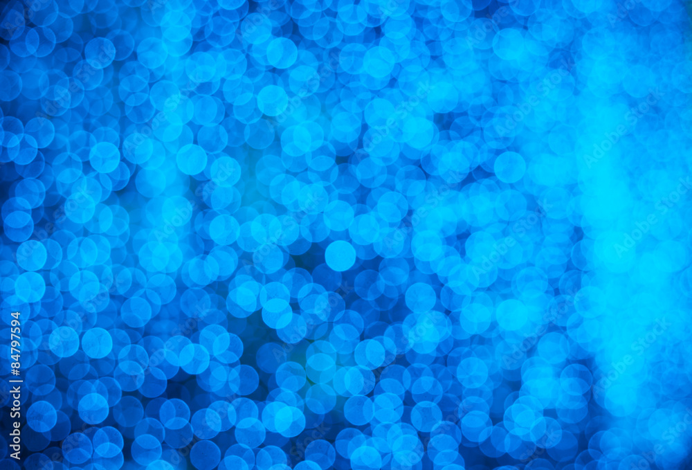 Blur of blue decoration light bokeh at night  background