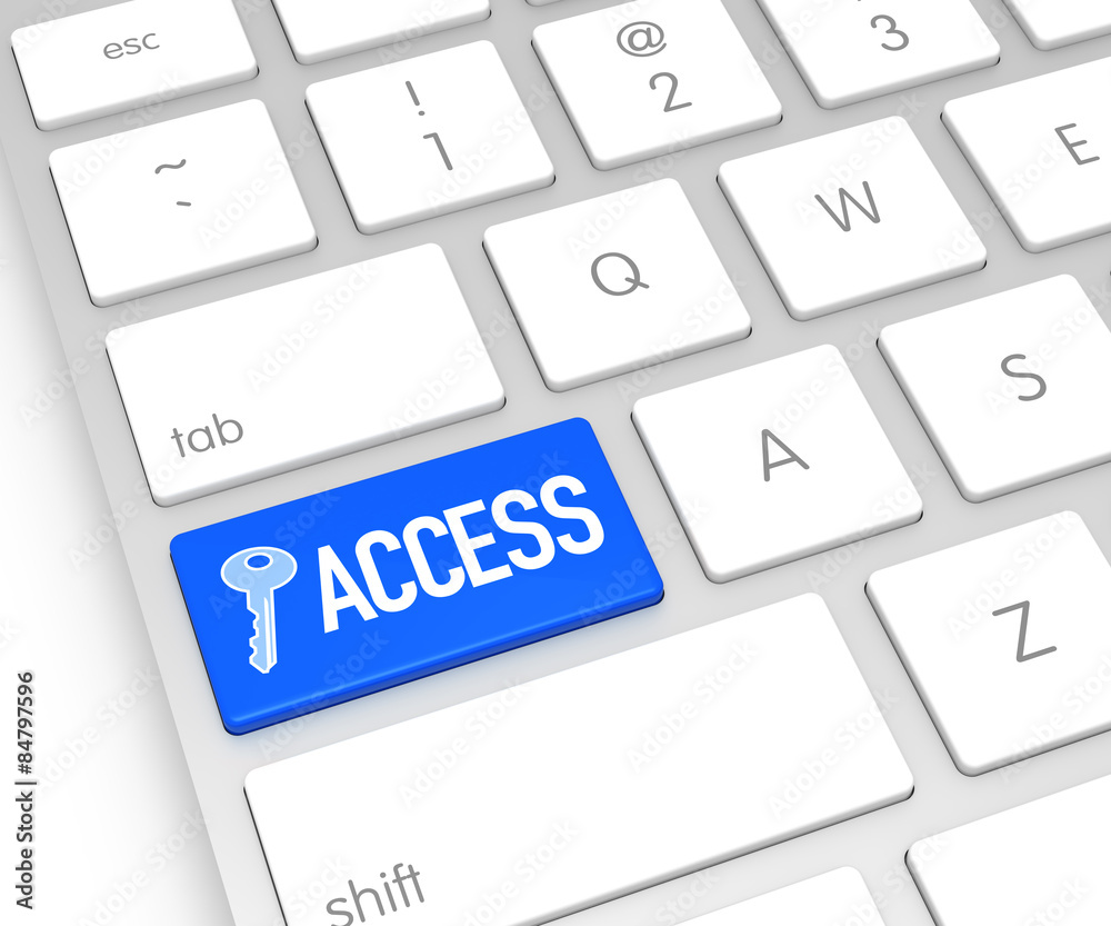 Computer Keyboard with Access Button. 3D Rendering Computer Keyboard with Access Button. 3D Rendering