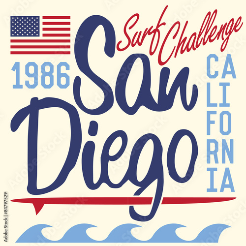California San Diego typography, t-shirt Printing design