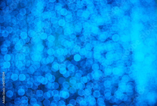 Blur of blue decoration light bokeh at night background