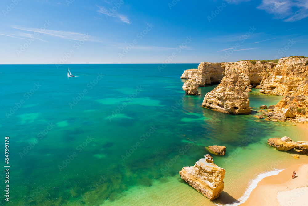 Beautiful Beach at the coast of Algarve, Portugal